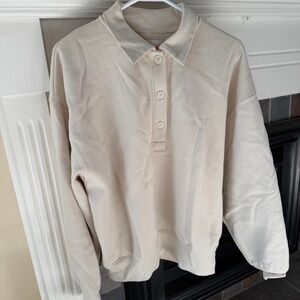 OAK + FORT Off-White Button-Up Polo